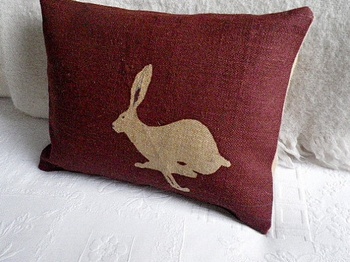 Helkat Burgundy Small Hare Cushion Baytree Interiors > Cushions