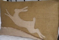 Helkat Leaping Hare Hessian Cushion